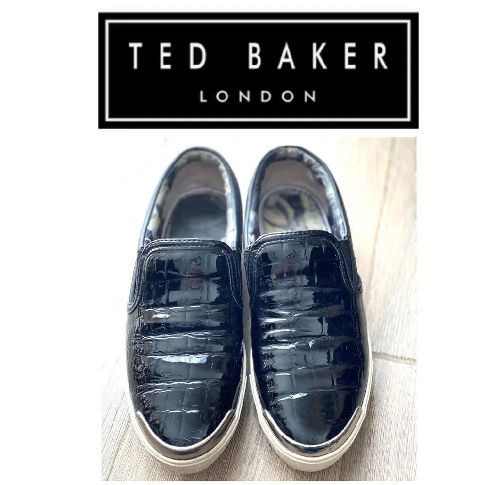 Ted Baker patent leather slip on sneakers